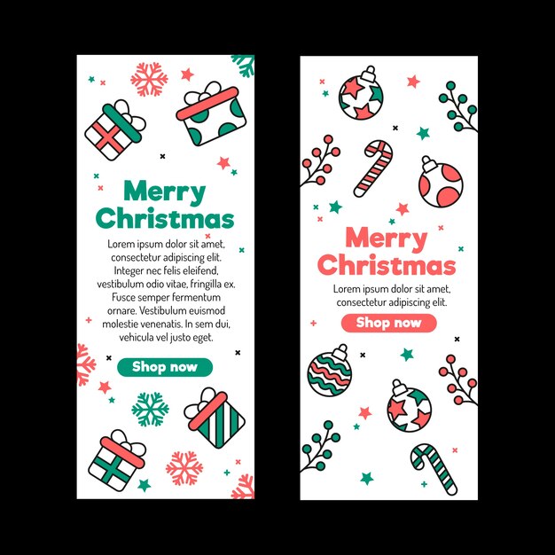 Plantilla de banners de venta de Navidad de diseño plano