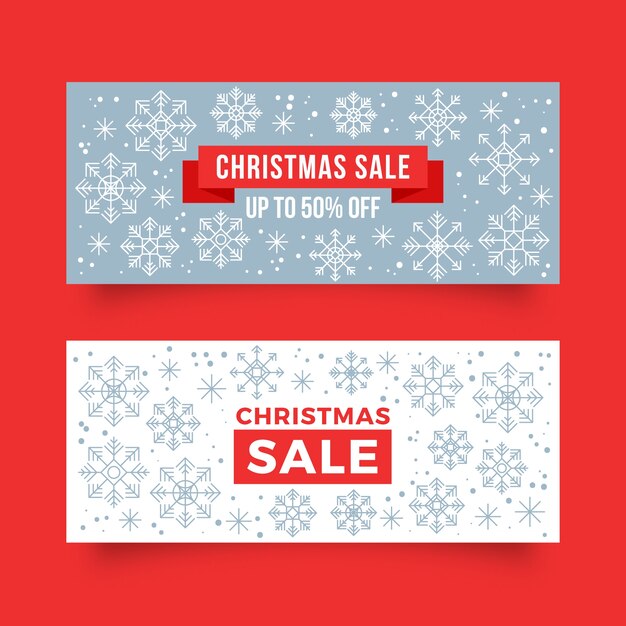 Plantilla de banners de venta de Navidad de diseño plano