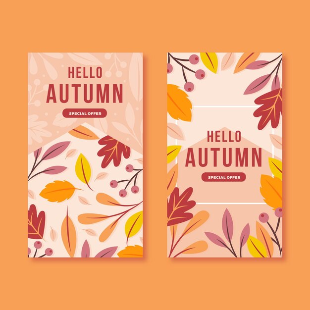 Plantilla de banners de venta otoño diseño plano