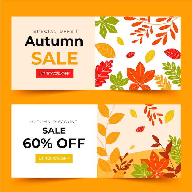 Plantilla de banners de venta otoño
