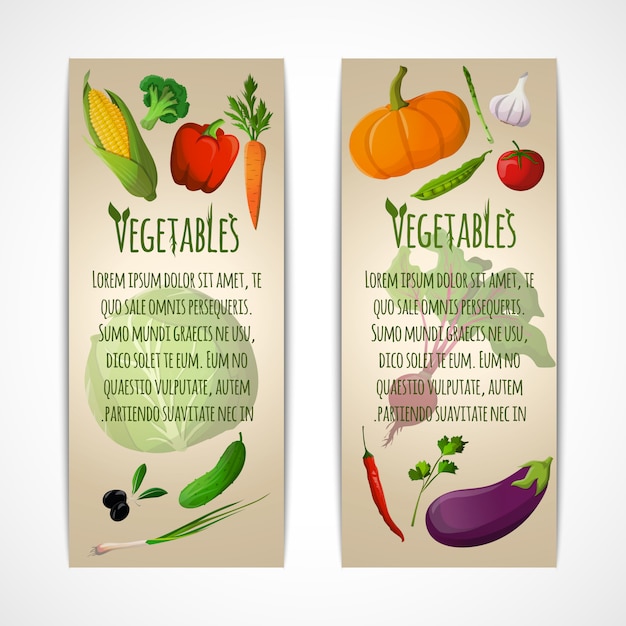 Plantilla de banners verticales de verduras