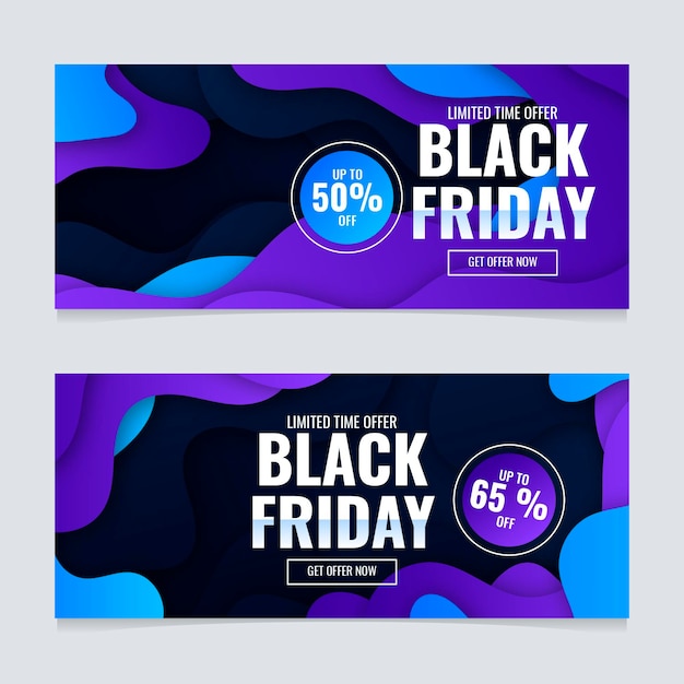 Vector gratuito plantilla de banners de viernes negro degradado