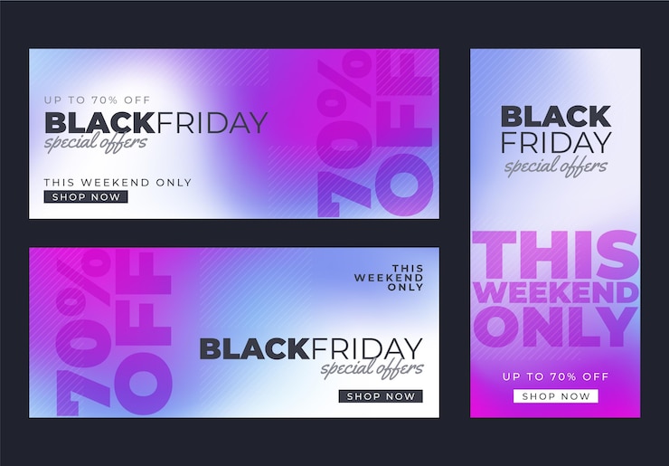 Vector gratuito plantilla de banners de viernes negro degradado