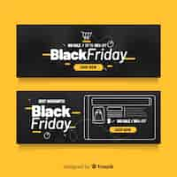 Vector gratuito plantilla de banners de viernes negro de diseño plano