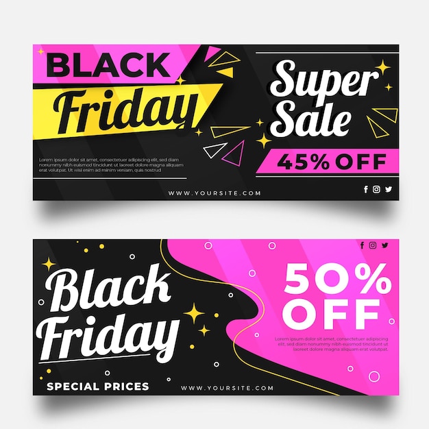 Vector gratuito plantilla de banners de viernes negro de diseño plano