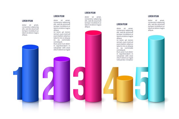 Plantilla de barras 3d de infografía