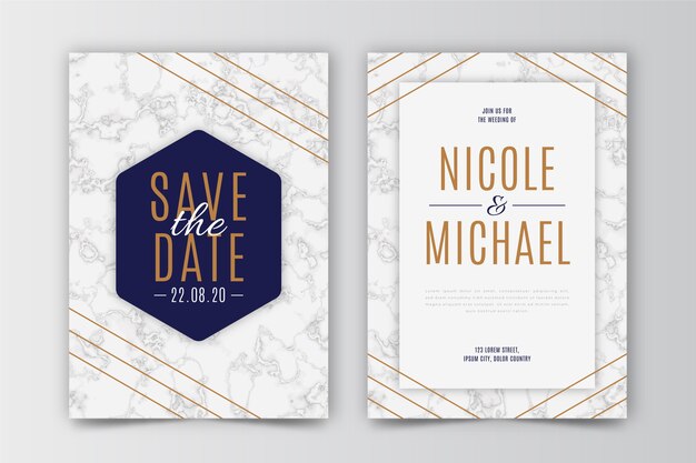 Plantilla para boda con diseño de mármol