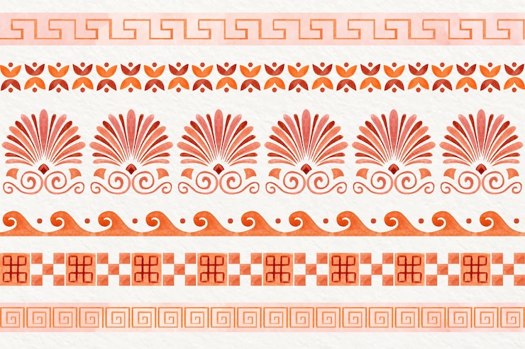 Vector gratuito plantilla de borde griego en acuarela