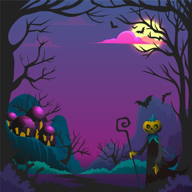 Plantilla de borde de halloween plana dibujada a mano