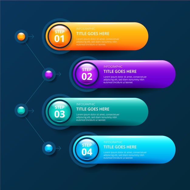 Plantilla brillante realista de infografía línea de tiempo