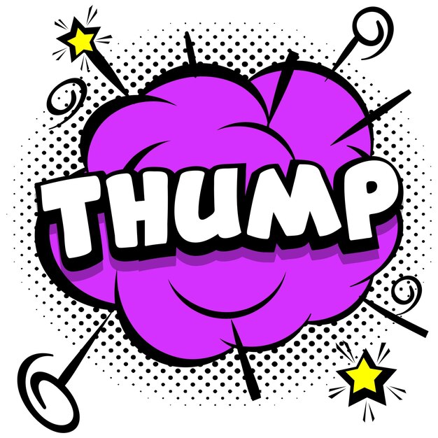 Plantilla brillante de Thump Comic con burbujas de discurso en marcos coloridos