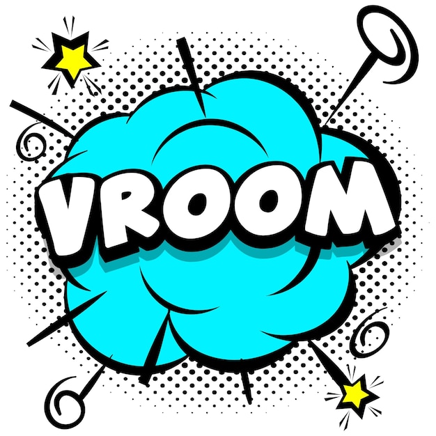 Plantilla brillante Vroom Comic con burbujas de discurso en marcos coloridos