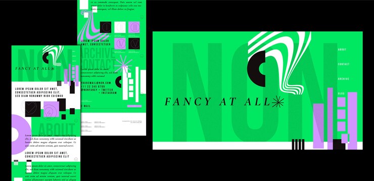 Vector gratuito plantilla de brutalismo de diseño plano