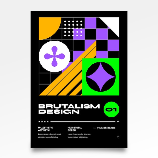 Vector gratuito plantilla de brutalismo de diseño plano