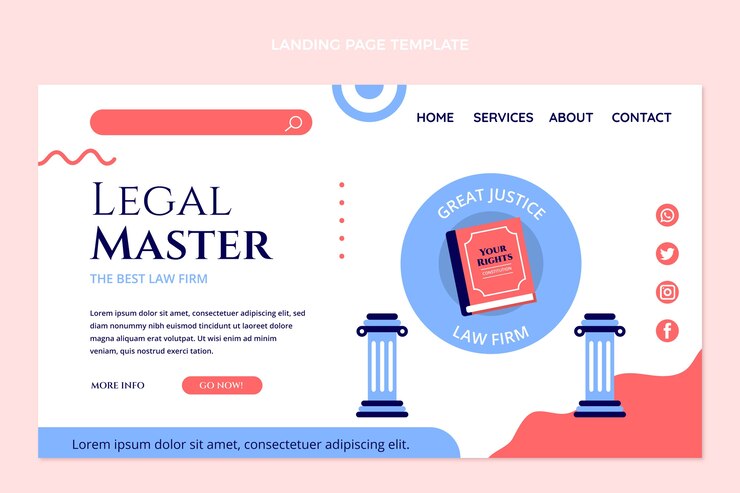 Vector gratuito plantilla de bufete de abogados de diseño plano dibujado a mano