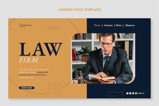 Vector gratuito plantilla de bufete de abogados de diseño plano