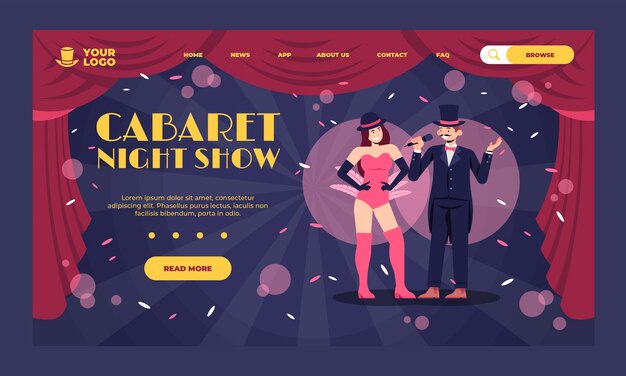 Plantilla de cabaret de diseño plano dibujado a mano