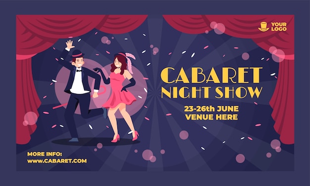 Vector gratuito plantilla de cabaret de diseño plano dibujado a mano