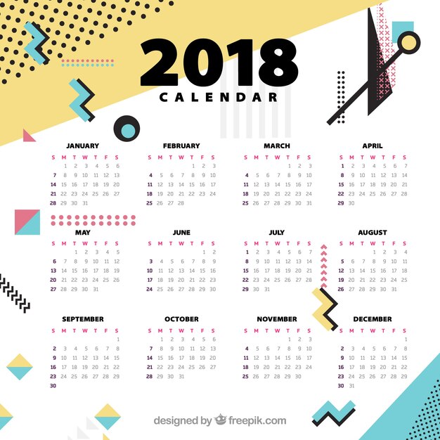 Plantilla de calendario 2018