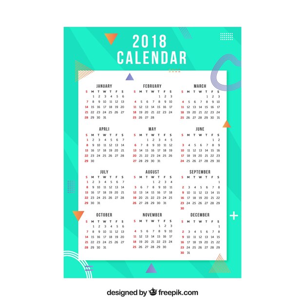 Plantilla de calendario 2018