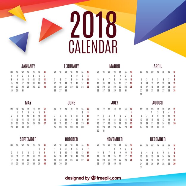 Plantilla de calendario 2018 