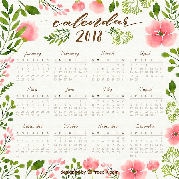 Vector gratuito plantilla de calendario 2018