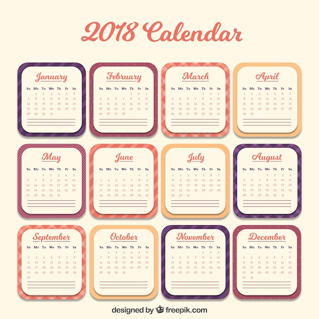 Vector gratuito plantilla de calendario 2018