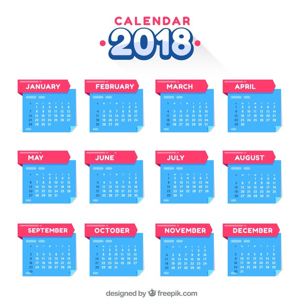 Plantilla de calendario de 2018