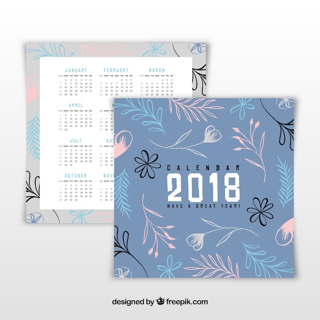 Vector gratuito plantilla de calendario de 2018