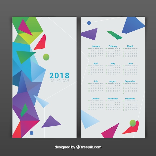 Vector gratuito plantilla de calendario de 2018