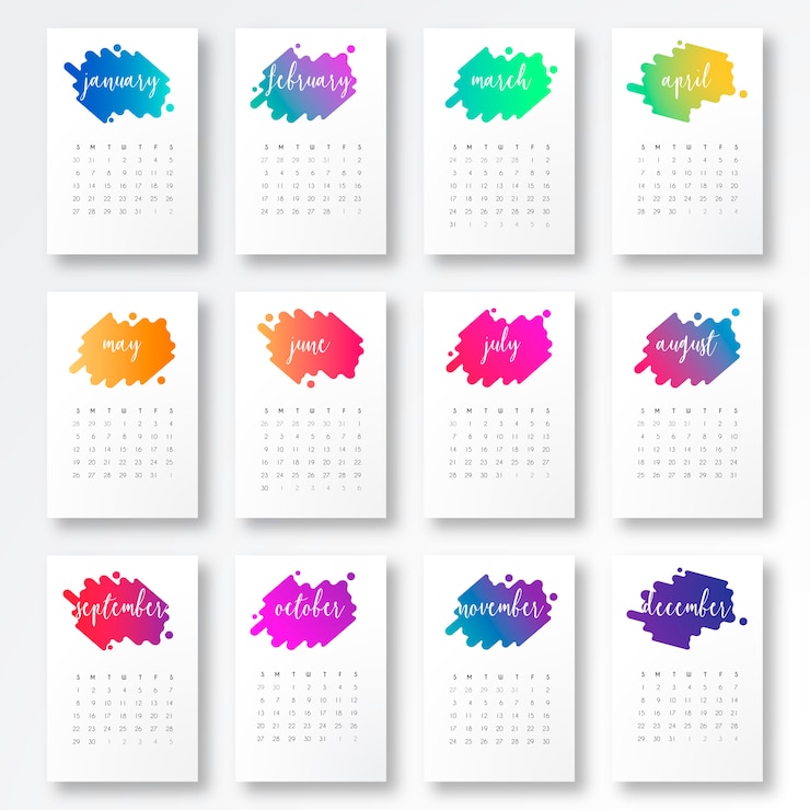 Vector gratuito plantilla de calendario 2019 con formas coloridas