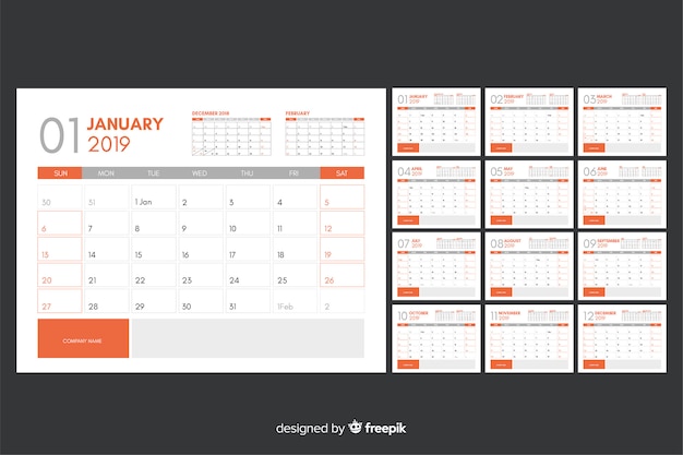 Plantilla de calendario 2019