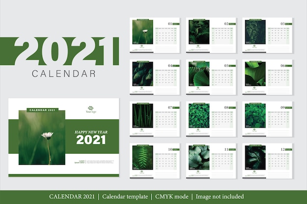 Plantilla de calendario 2021 de diseño moderno