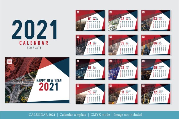 Plantilla de calendario 2021 de diseño moderno