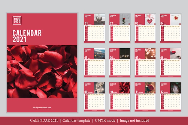 Plantilla de calendario 2021 de diseño moderno