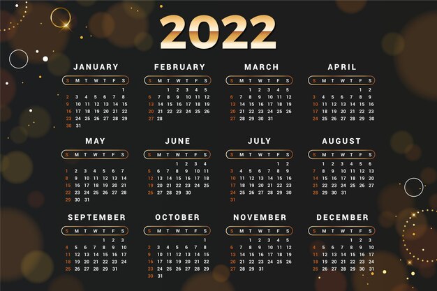 Plantilla de calendario 2022 degradado