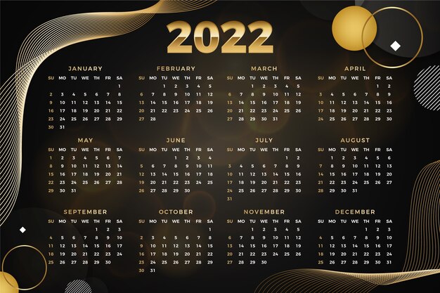 Plantilla de calendario 2022 degradado