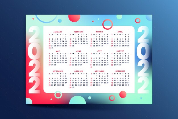 Plantilla de calendario 2022 degradado