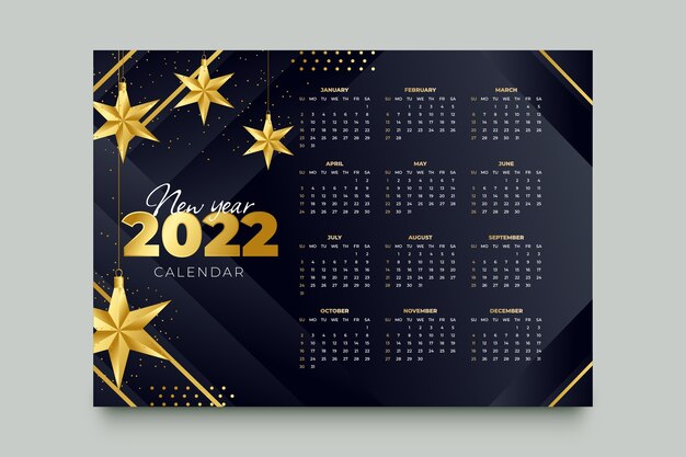 Plantilla de calendario 2022 degradado