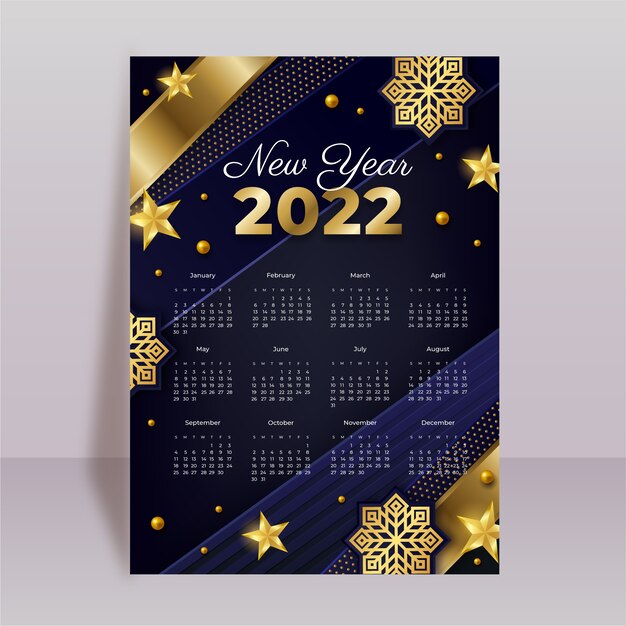 Plantilla de calendario 2022 degradado