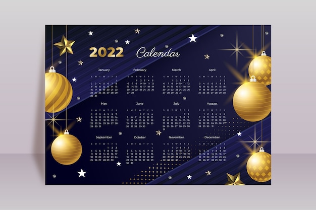 Plantilla de calendario 2022 degradado