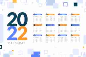 Vector gratuito plantilla de calendario 2022 plana