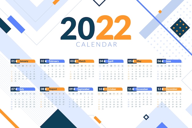 Plantilla de calendario 2022 plana