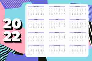 Vector gratuito plantilla de calendario 2022 plana