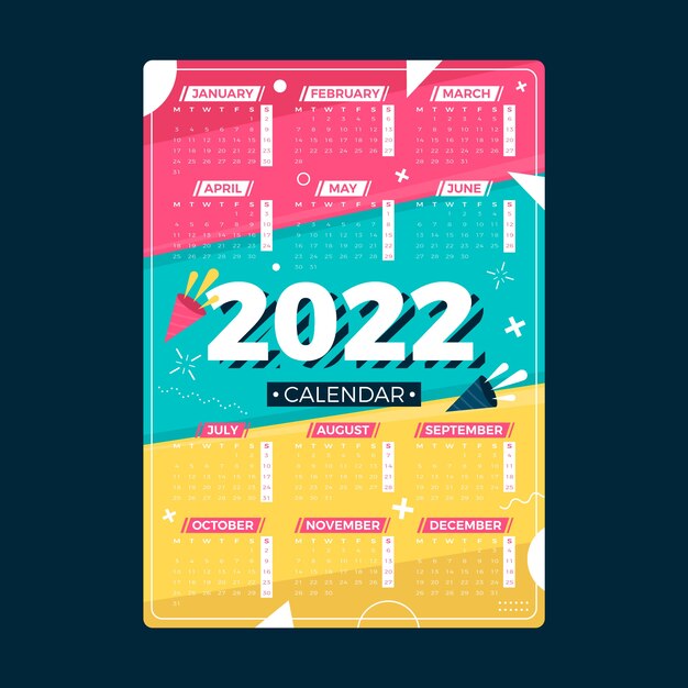 Plantilla de calendario 2022 plana