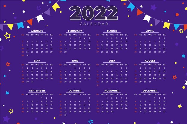 Plantilla de calendario 2022 plana