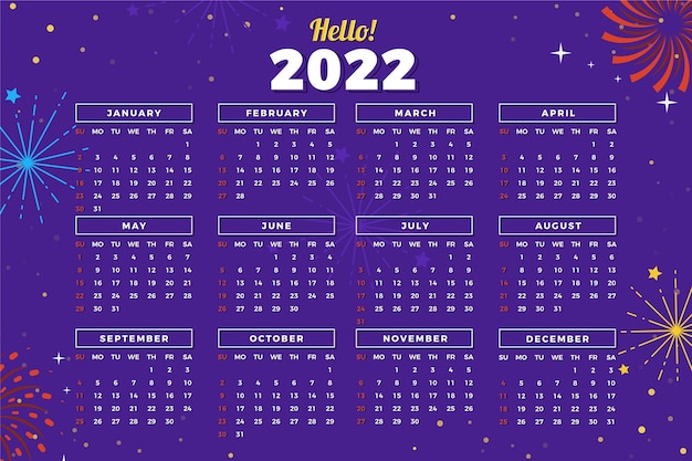 Plantilla de calendario 2022 plana