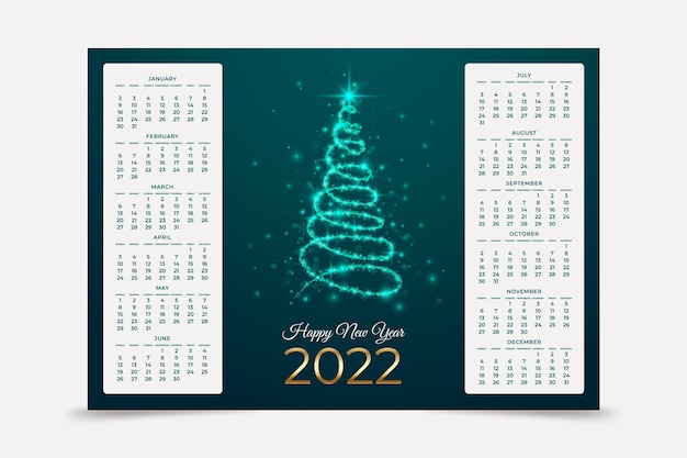 Vector gratuito plantilla de calendario 2022 realista