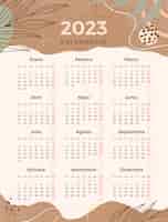 Vector gratuito plantilla de calendario 2023 dibujada a mano en español