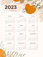 Vector gratuito plantilla de calendario 2023 dibujada a mano en español